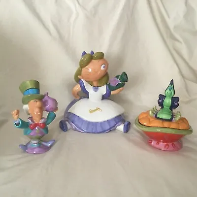 Disney Alice In Wonderland Teapot Mad Hatter Creamer Set Statue Figurines-IOB • $275