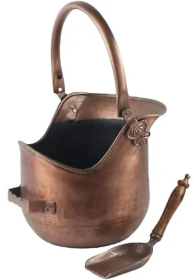 Coal Scuttle Bucket Hod With Shovel Antique Copper Finish Fireplace Accessory • £49.95