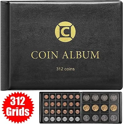 312 Coin Album Book Coins Folder 50P Storage Collection Holder Money Penny HOT • £9.89