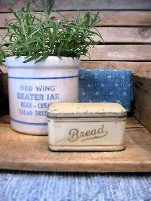 Early Antique Tin Toy Bread Box Cream W Gold Stencils Metal Package Co. New York • $75