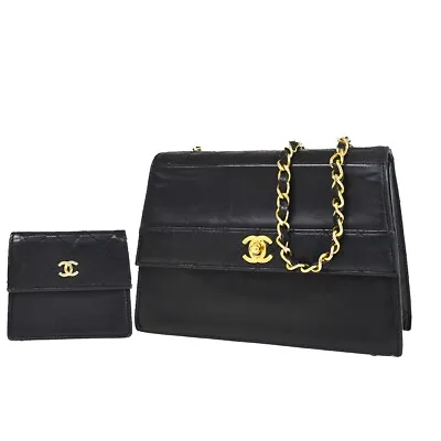 CHANEL CC Matelasse Chain Shoulder Bag Pouch Leather Black GHW Vintage 382RH612 • $2412