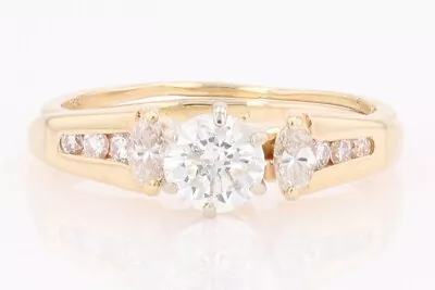 .88ctw Diamond Solitaire With Accents Wedding Set Rings 14k Yellow Gold Size 7.5 • $839.99