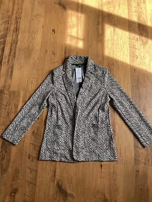 F&F Blazer Black Ivory Buttonless Open Front Ladies Sz 10 Brand New • £15