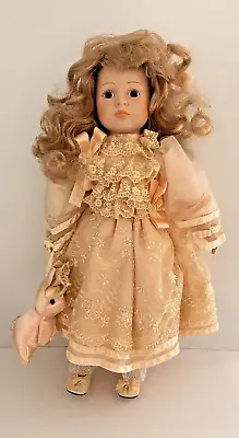 Marian Yu Design Doll With Bunny Blonde Brown Eyes Embroidered Dress 18  Signed • $11