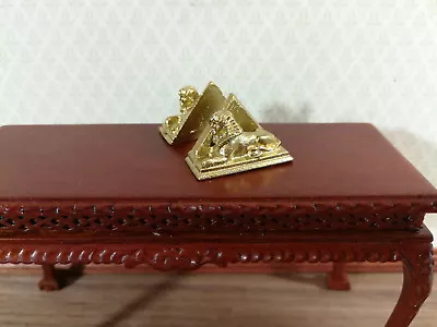 Dollhouse Miniature Egyptian Sphinx Pyramid Bookends Gold Metal 1:12 Scale • $7.50