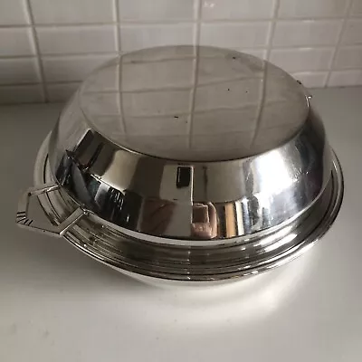 £13.50 • Buy Silver Plated Butter / Muffin Dish 3 Pieces (incl. Liner) Art Deco Style Handles