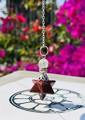 Red Garnet Merkaba Star Crystal Pendulum • £8