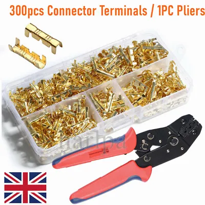 300Pcs Car Brass Copper 0.5-1.5mm² Crimp Electrical Connector Wire Terminal Kit • £6.63