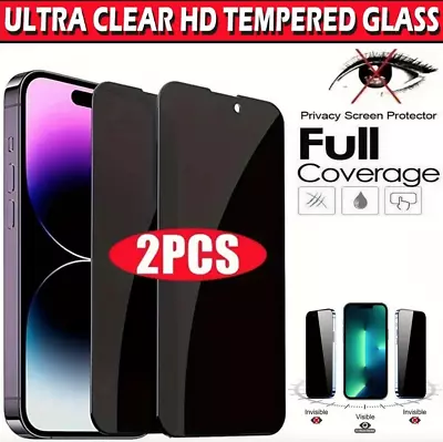 Privacy Anti-Spy Tempered Glass Screen Protector For IPhone 11 13 14 15 Pro Max • £3.99