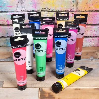 Daler Rowney 75ml Simply Acrylic Art & Craft Paint Various Colours • £9.99