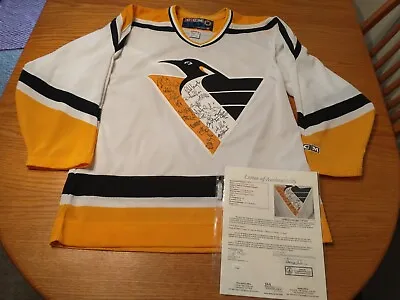 2000-2001 Pittsburgh Penguins Team Signed Jersey Mario Lemieux Jagr JSA LOA NHL • $4599