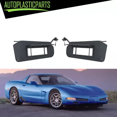 For Corvette C5 1997-2002 2003 2004 Sun Visor Shaded Black Pair Vanity Mirror • $42.72