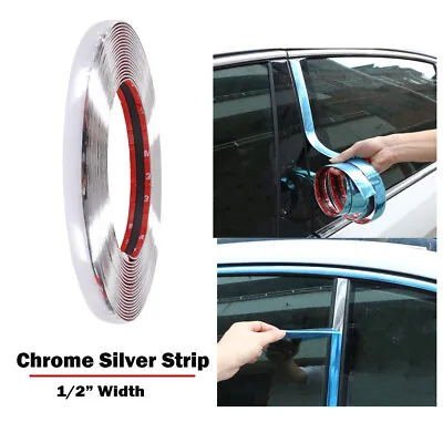 Chrome Trim Molding Strip Car Door Body Window Bumper Side Protector 1/2  X 12ft • $19.94