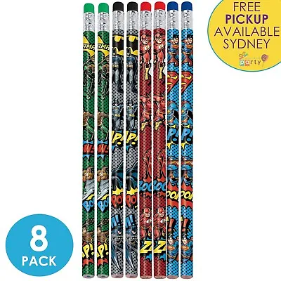 $8.99 • Buy Justice League Party Supplies 8 Pencils Superhero Birthday Bag Favours Prizes