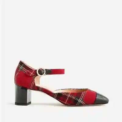 J Crew BM712 NIB Size 8.5 Tartan Plaid Millie Ankle Strap Block Heel Pumps Shoes • $79.99