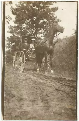 Horse Drawn Surrey Buggy ~ Cyko RPPC Real Photo Postcard C.1909 • $5.99