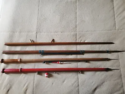 Vintage Wood Homemade Ice Fishing Rods X 3 And One Unfinished Blank • $30