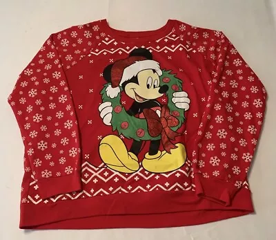 Disney Womens 3XL (21) Mickey Mouse Christmas Sweater Long Sleeve Red • $15