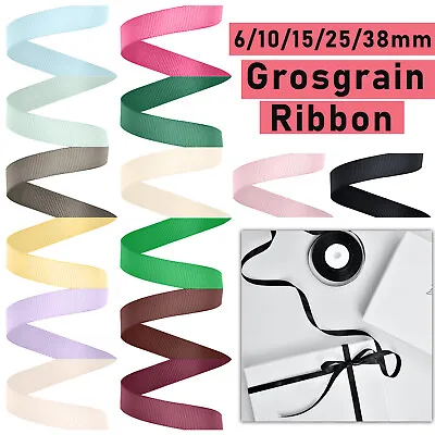 GROSGRAIN RIBBON 6/10/15/25/38mm Wide 20+ SOLID COLOURS Ripple Ribbed 10 Metres • £2.45