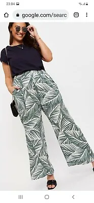 Dorothy Perkins Curve Palm  Print Palazzo Trouser - Size: 18 • £12.99