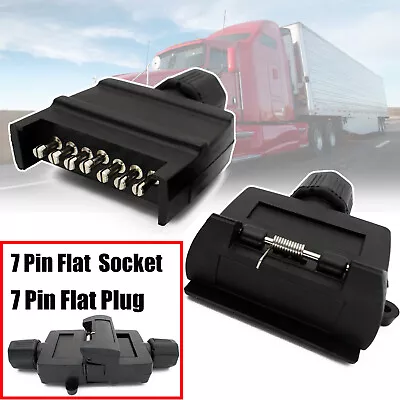 Pair 7 Pin Flat Female Connector Adaptor Trailer Plug Socket Male Caravan Camper • $16.25