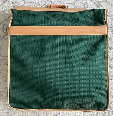 Vintage Mid-Century Hanging Garment Bag Green Tan Houndstooth  • $46.99