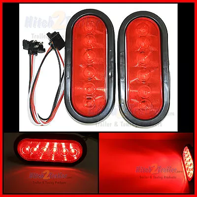 Submersible 6  Oval Red LED Stop/Turn/Tail Light Grommet Trailer Truck Fleet • $17.99