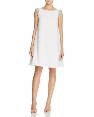 $320 Aidan Mattox Womens Ivory Boat Neck Beaded Cap Sleeve Cocktail Dress Size 0 • $31.98