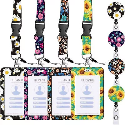 Badge Holder W/ Lanyard Sunflower ID Card Nurse Key Cruise Case Neck Strap AU • $13.69