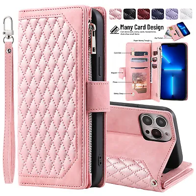 $20.53 • Buy Zipper Card Purse Wallet Leather Case For IPhone 14 13 Pro Max 12 11 Pro XS 8 7 