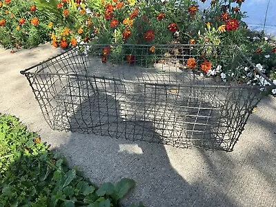 Huge Antique Primitive Rectangular Hand Made Metal Wire Basket Farmhouse • $29.99