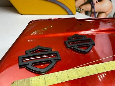 🔥Genuine Harley CVO Touring Fuel Tank Emblems Badges Denim Black & Orange OEM🔥 • $505.74