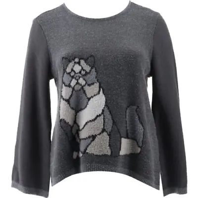 DG2 Diane Gilman Women’s Faux Mink Animal Swing Sweater- Grey Cat Size 1X • $23.86