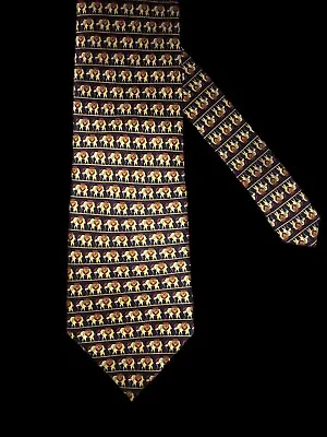 👔 Dunhill Mens Elephant All Over Print Silk Necktie • $24.56