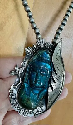 NEW! Sweetbird Studio  Let It Be  Labradorite Quan Yin Sterling Pendant Necklace • $550