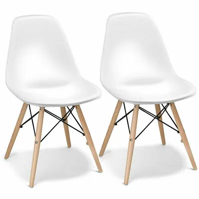 Set Of 2 Dining Chairs Mid Century Modern Wooden Legs Kitchen Living Room • $79.49