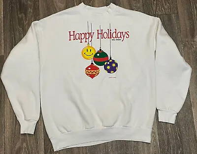 Vintage 90s Walmart Christmas Sweatshirt First Edition Happy Holidays Medium / L • $17.99