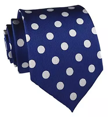 Mens Classic Polka Dot Pattern Ties Handmade Business One Size Blue White Dot • $24.28