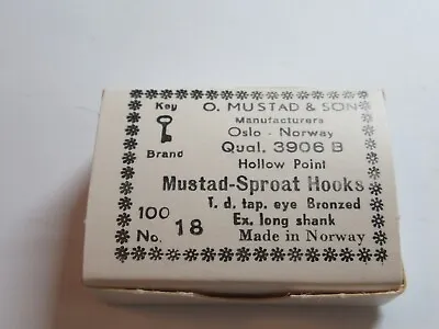 Mustad Fly Tying Nymph Hooks 3906B Sz 18 Hollow Point Sproat Qty 100 New In Box • $16.99