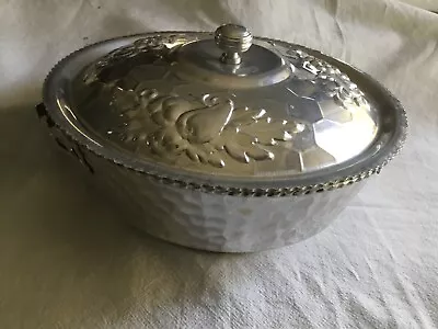 Vintage Nasco Italy Hammered Aluminum 8” Two Handle Cassarole Bowl W/Lid • $20