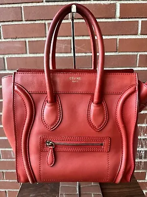 Celine Luggage Bag Smooth Leather Micro Shopper With Authentication Certificate • $525