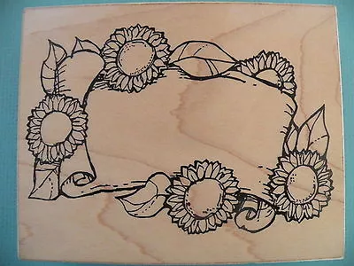 Sunflower Banner Open For MessageLg VISUAL IMAGE PRINTERY (VIP) Rubber Stamp • $14.99