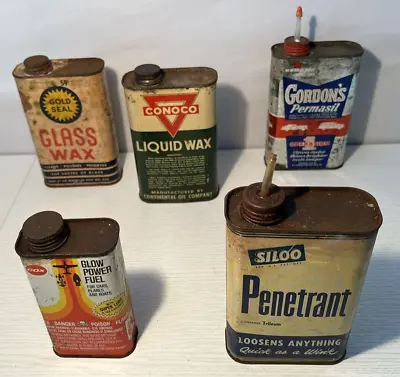 Vintage Metal Cans Lot - Advertising 1 Pint Gordons Conoco Siloo Gold Seal Cox • $42.99
