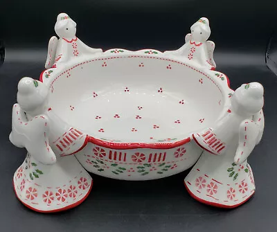 Temptations Christmas Angel Centerpiece Serving Bowl 1.5 Qt Holly Berries 9   Dc • $22.99