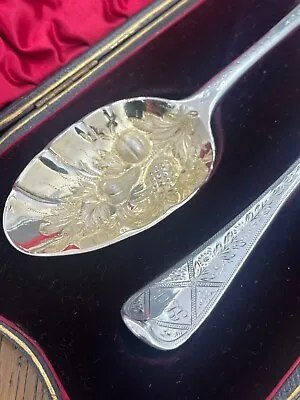 Fabulous Pair Of Silver Berry - Fruit - Serving Spoon Edinburgh 1756 • £165