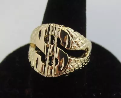 Size 8-13 Mens 14kt Gold Plated  Dollar Sign $ Money Bling Hip Hop Designer Ring • $13.56