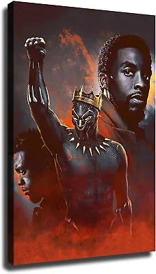 $49.99 • Buy Superhero Movie Panther Poster Best Actor Chadwick Canvas Wall Art Wakanda Print