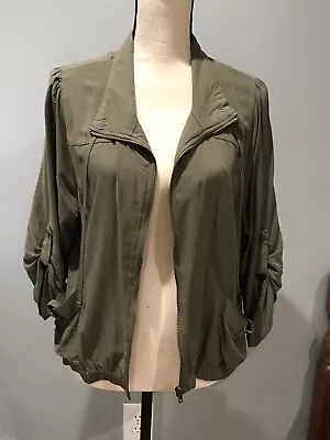 Mossimo Supply Co Womens Olive Jacket W/ 3/4 Length Roll Tab Sleeves Size XL • $16.75