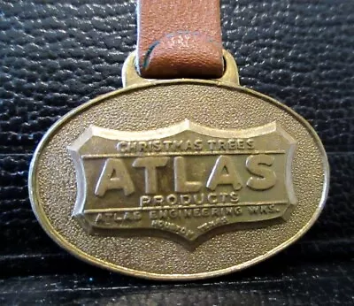 ATLAS Engineering Works Pocket Watch Fob Christmas Trees Houston Advertise MACO • $20.99