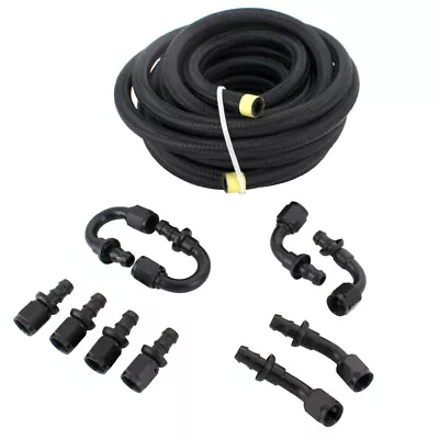 20ft Braided CPE Fuel Oil Line & 10PCS Push Lock Hose Fittings Kit AN6 6AN • $40.29